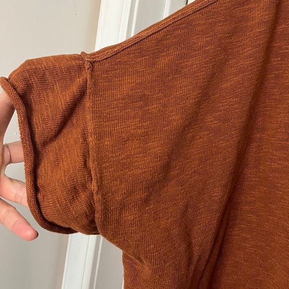 FP BEACH Winnie Oversized Sweater Tee Sz S Bran Boxy Oversized Linen Blend - Picture 5 of 9